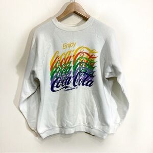 Vintage Coca Cola Classic Pullover Crewneck Sweatshirt White Size Medium